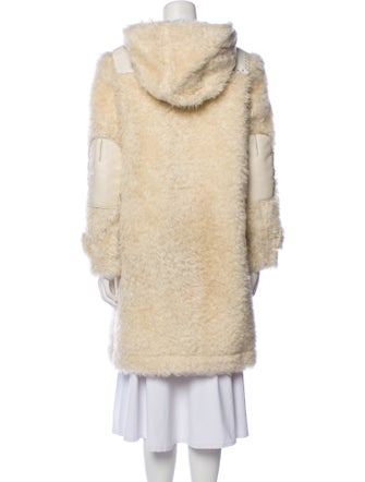Coach Mohair Colorblock Pattern Faux Fur Coat