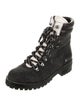 Coach Wool Leather Trim Embellishment Combat Boots