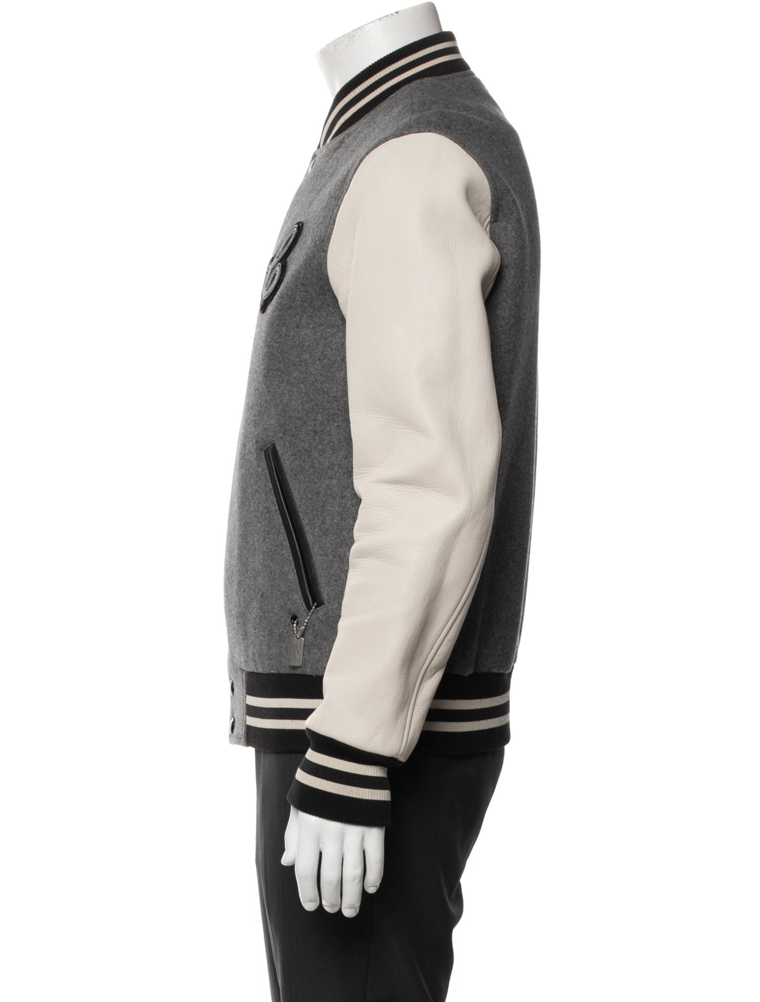 Coach Wool Colorblock Pattern Varsity Jacket