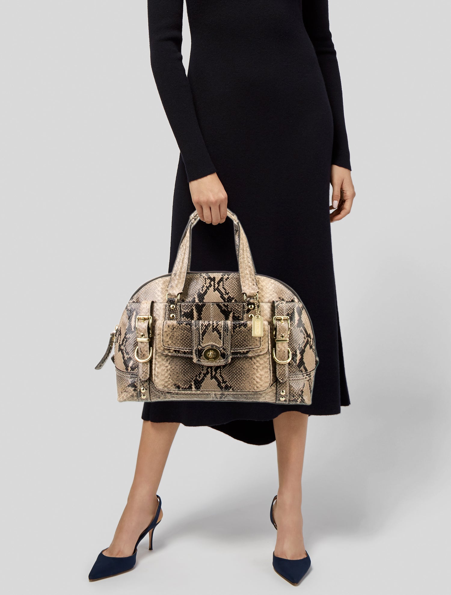 Coach Embossed Leather Top Handle Bag