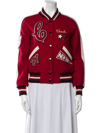 Coach Wool Striped Bomber Jacket