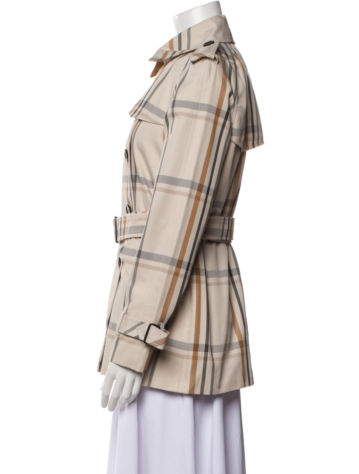 Coach Plaid Print Trench Coat