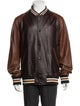 Coach Lamb Leather Striped Bomber Jacket