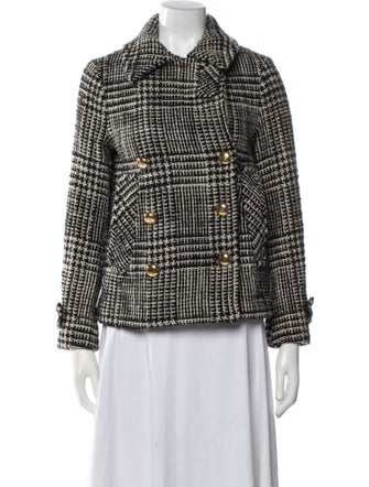 Coach Virgin Wool Houndstooth Print Evening Jacket