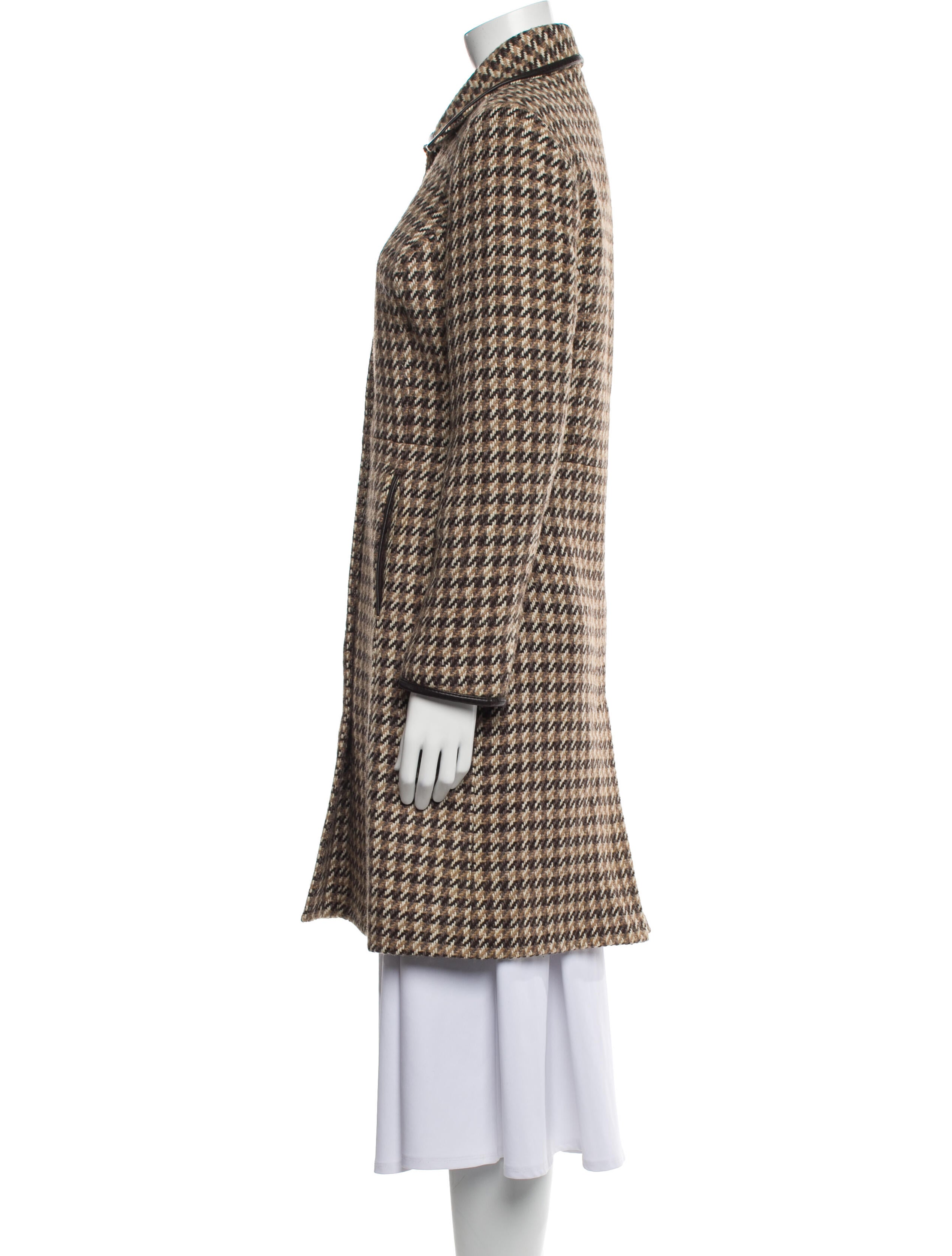 Coach Wool Houndstooth Print Coat