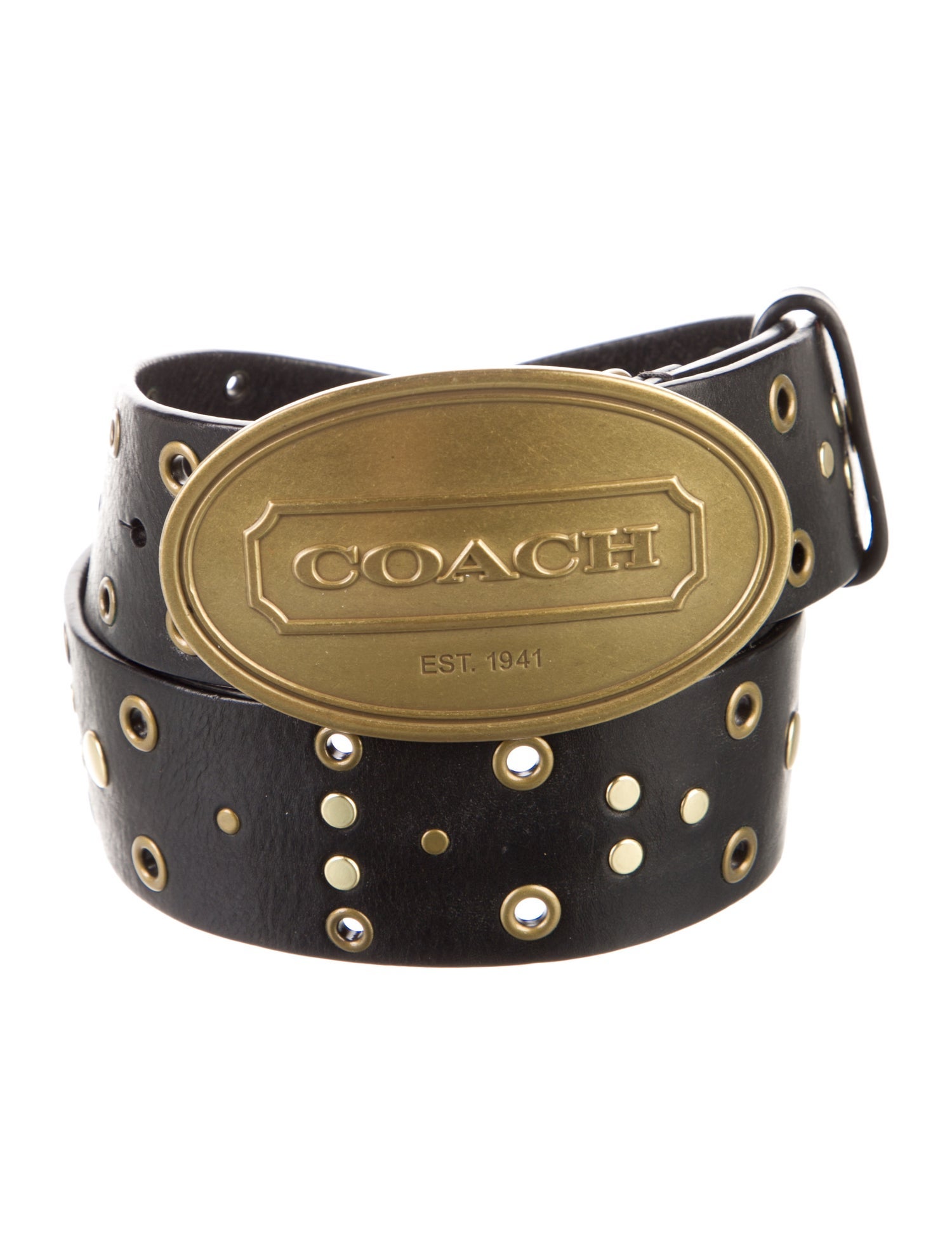 Coach Leather Studded Accents Belt
