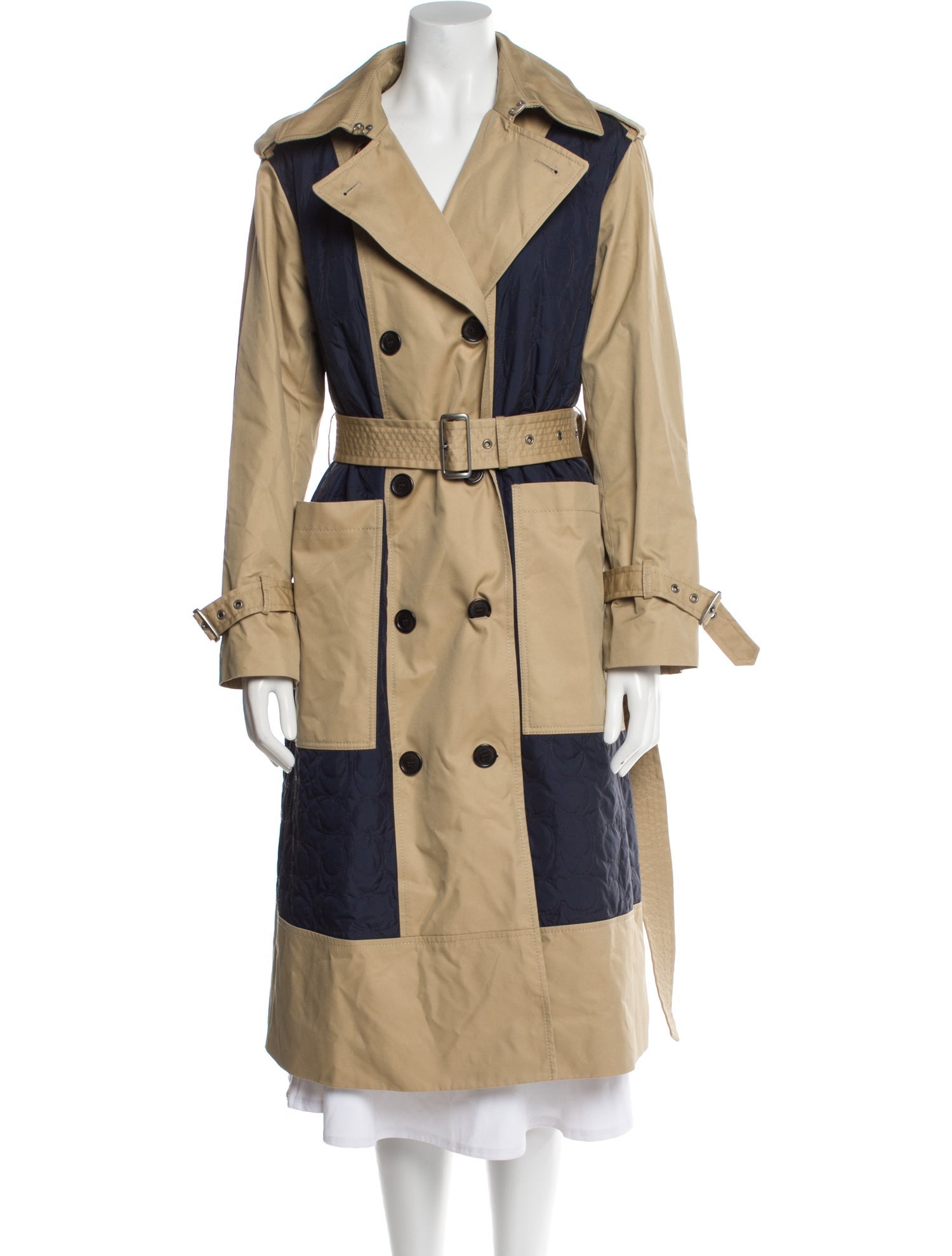 Coach Colorblock Pattern Trench Coat w/ Tags