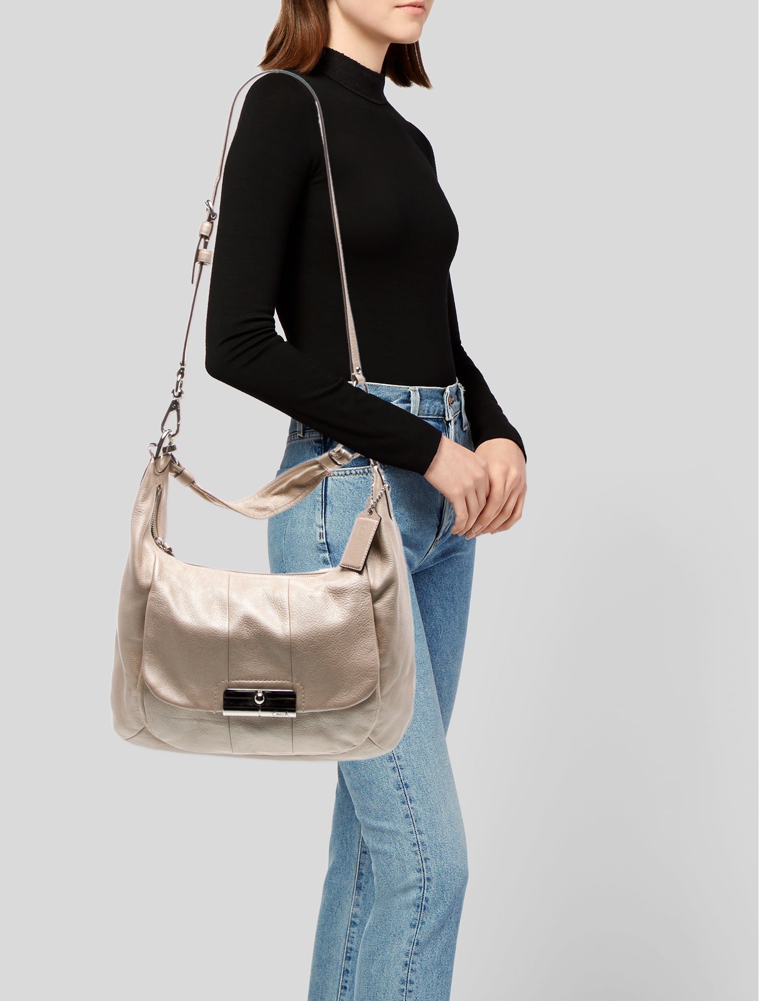 Coach Embossed Leather Top Handle Bag