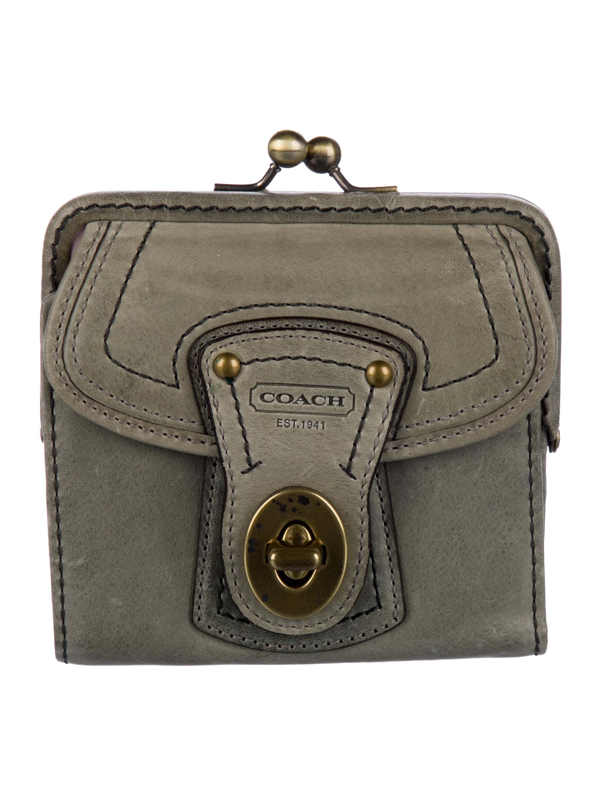 Coach Leather Graphic Print Compact Wallet
