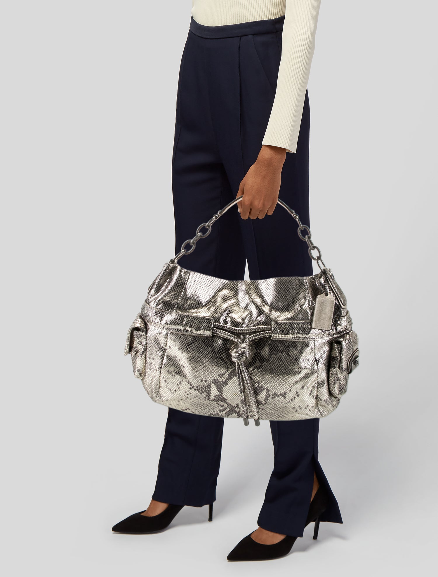 Coach Embossed Leather Top Handle Bag