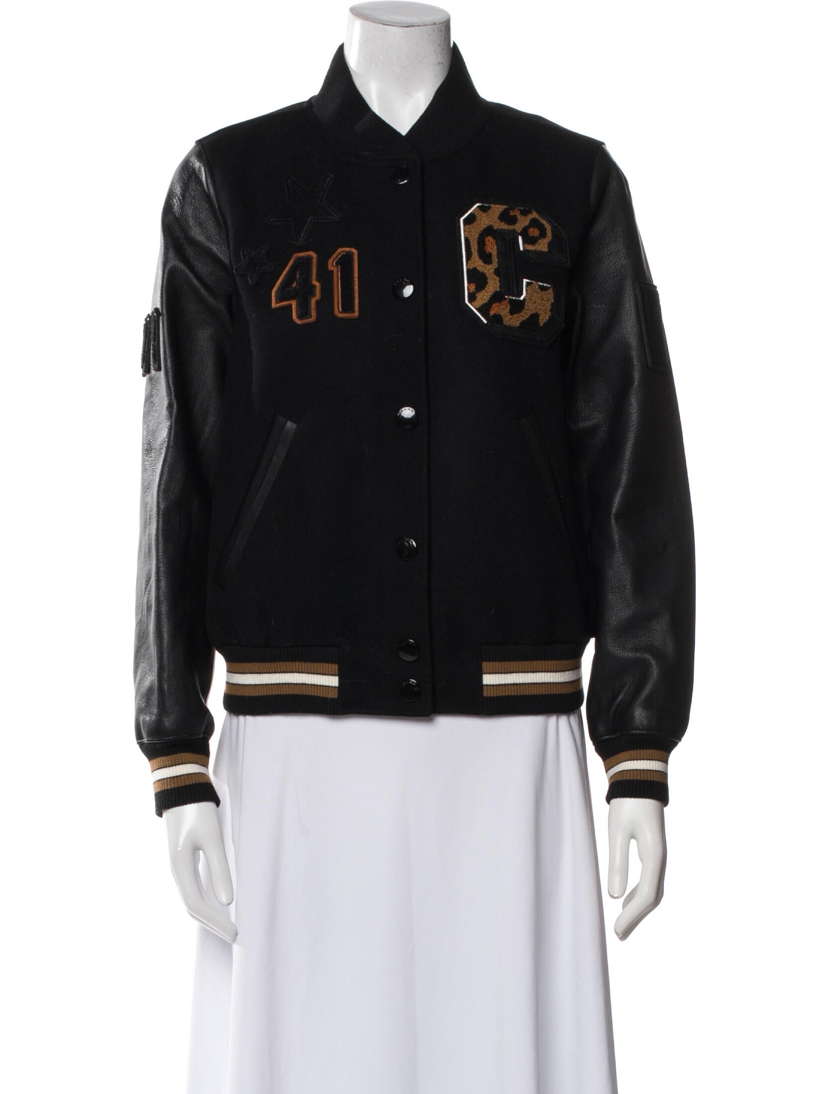 Coach Wool Striped Bomber Jacket