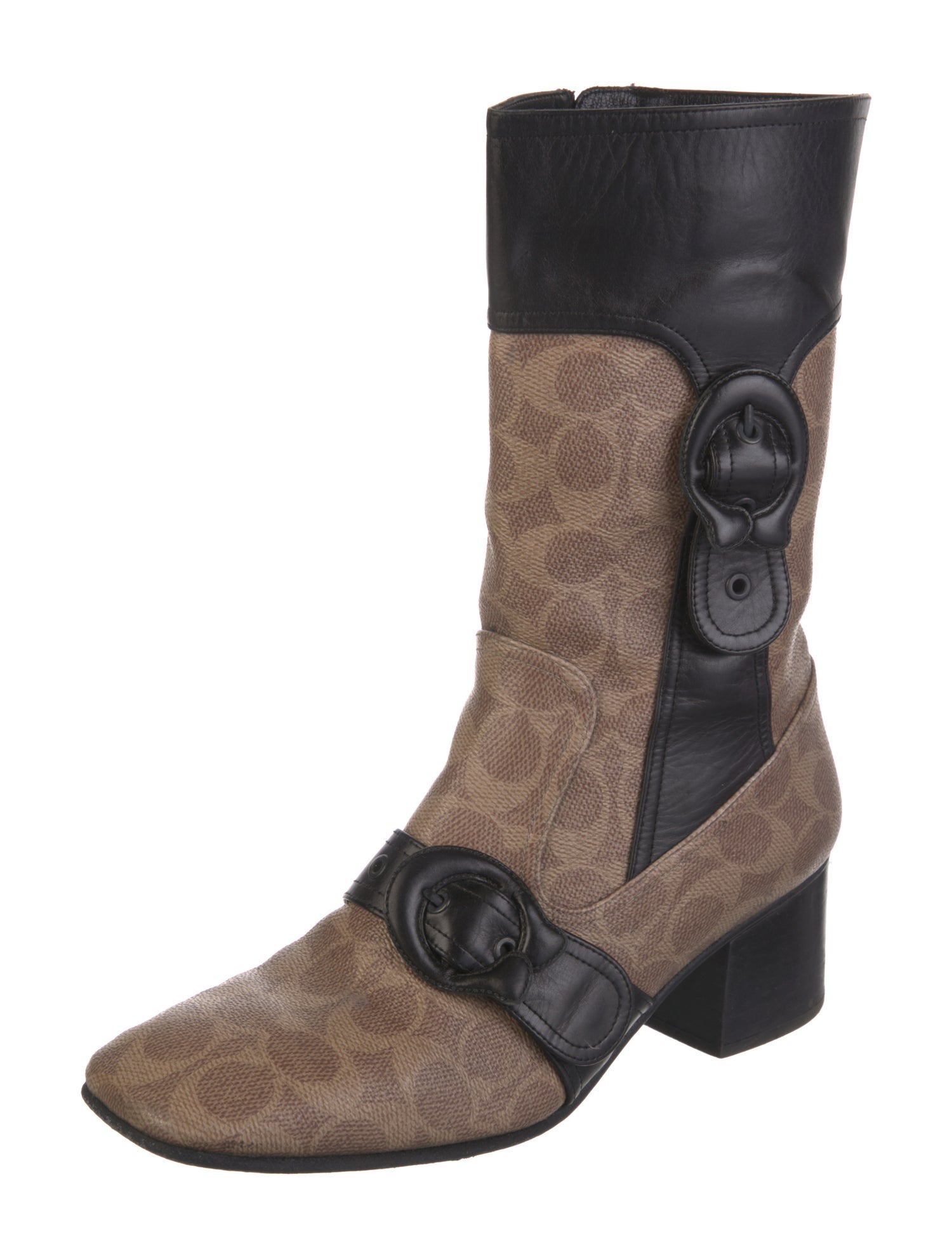 Coach Leather Printed Boots