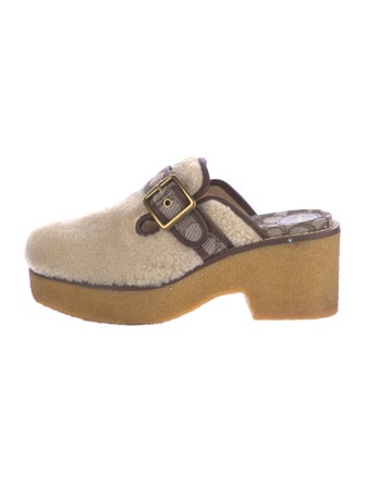 Coach Shearling Colorblock Pattern Mules