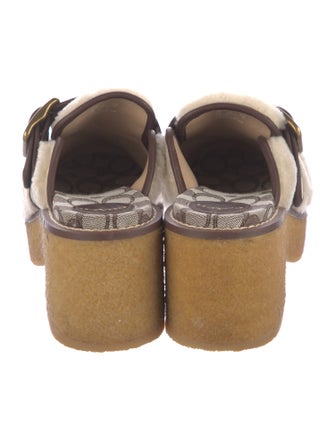 Coach Shearling Colorblock Pattern Mules