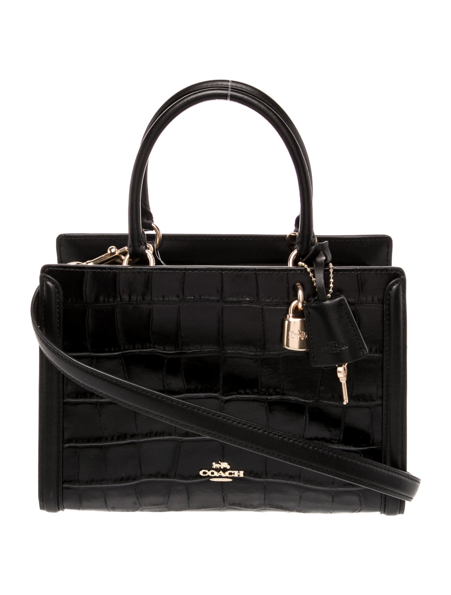 Coach Embossed Leather Top Handle Bag