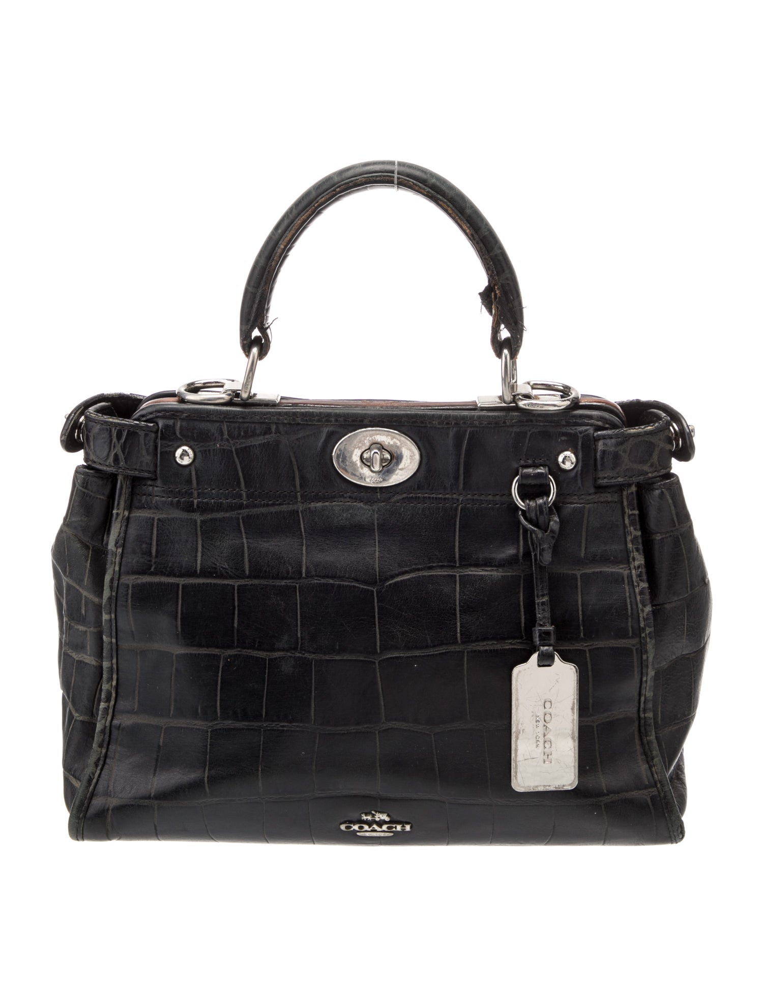 Coach Embossed Leather Top Handle Bag