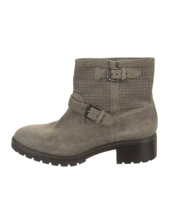 Coach Suede Colorblock Pattern Moto Boots
