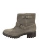 Coach Suede Colorblock Pattern Moto Boots