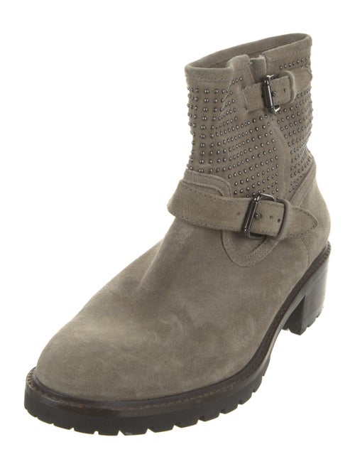Coach Suede Colorblock Pattern Moto Boots