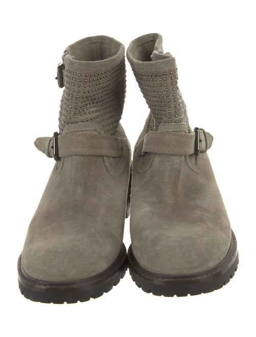 Coach Suede Colorblock Pattern Moto Boots