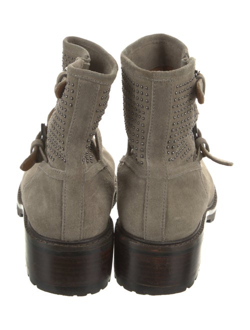 Coach Suede Colorblock Pattern Moto Boots
