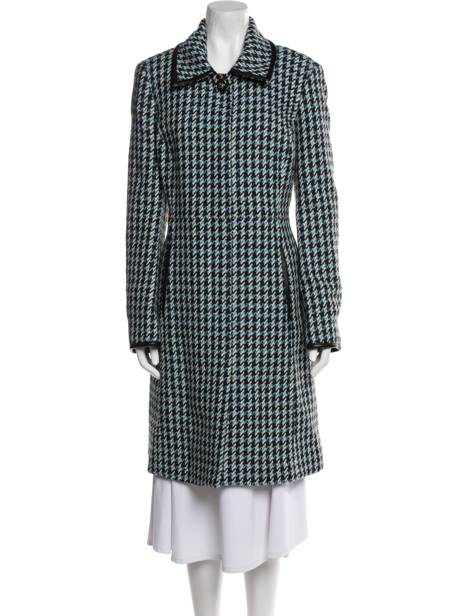 Coach Wool Houndstooth Print Peacoat