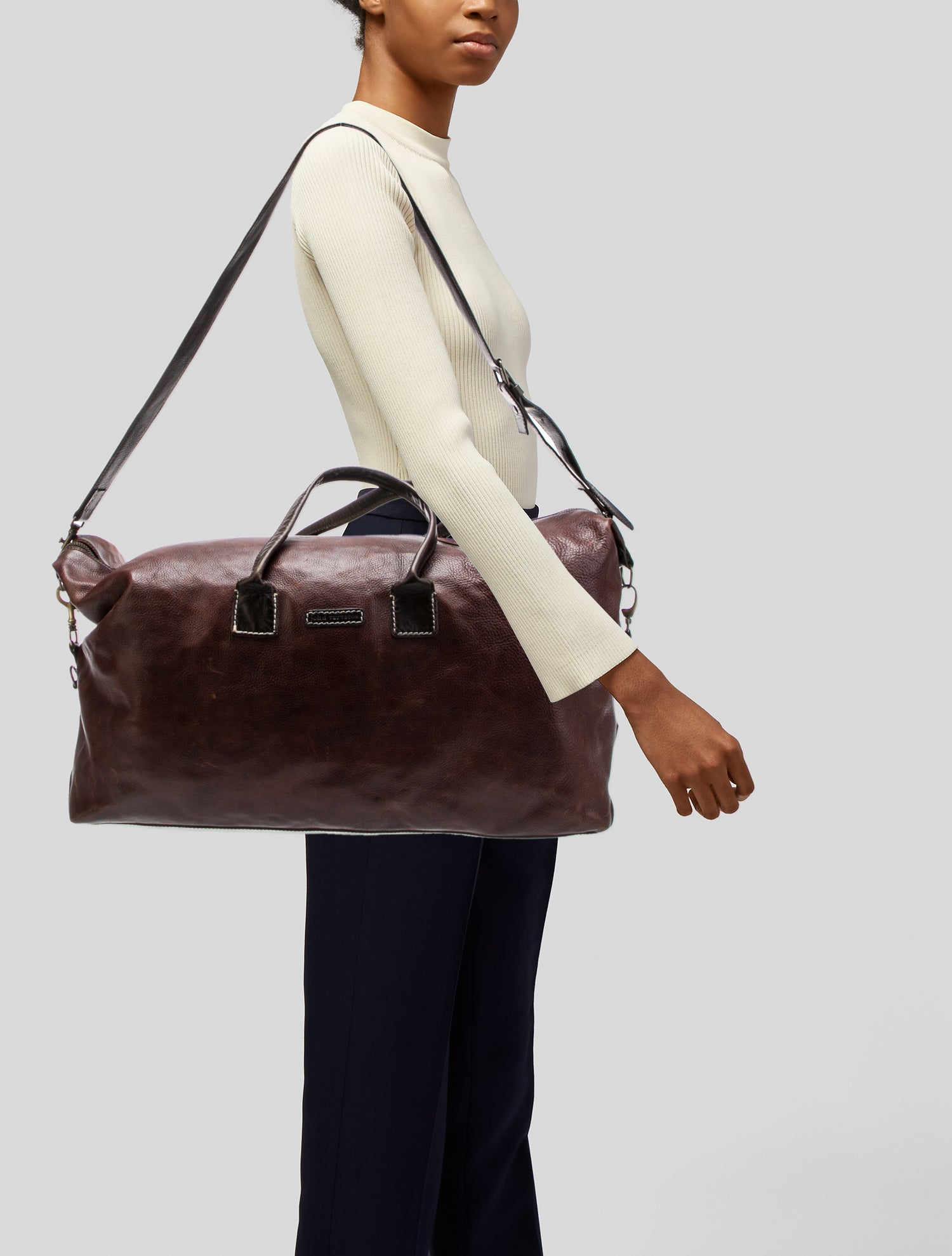 John Varvatos Leather Weekender Bag