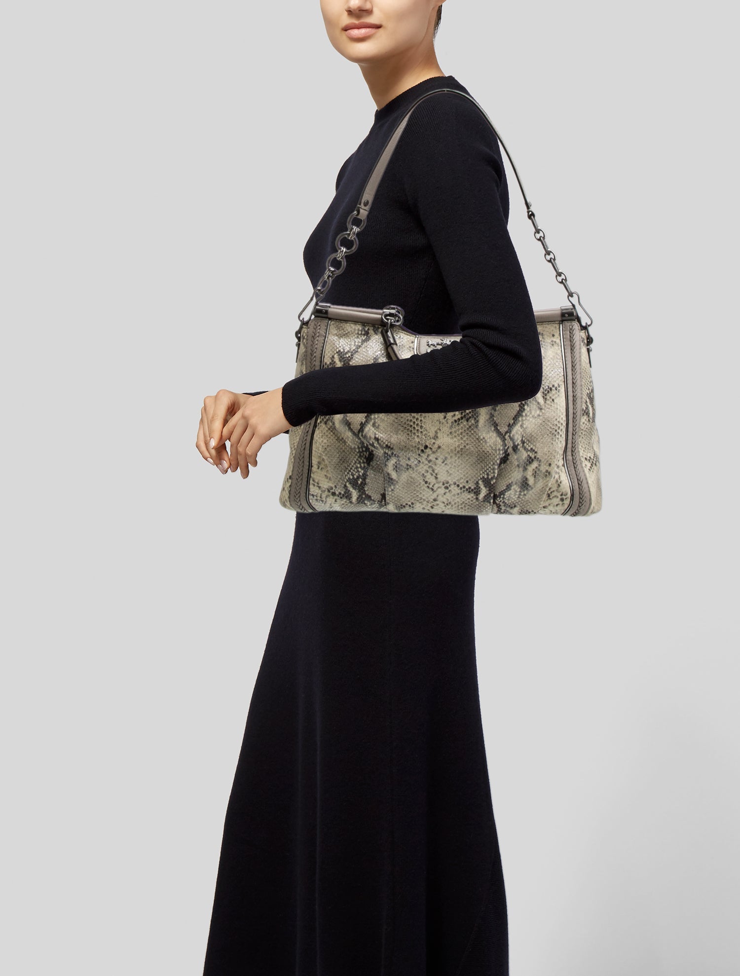 Coach Embossed Leather Top Handle Bag