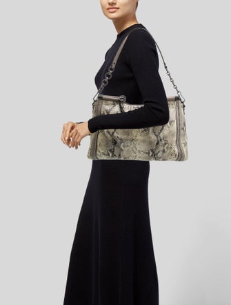 Coach Embossed Leather Top Handle Bag