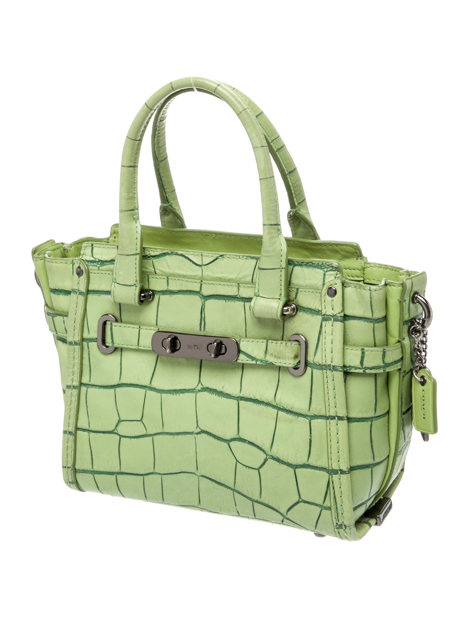 Coach Embossed Leather Top Handle Bag