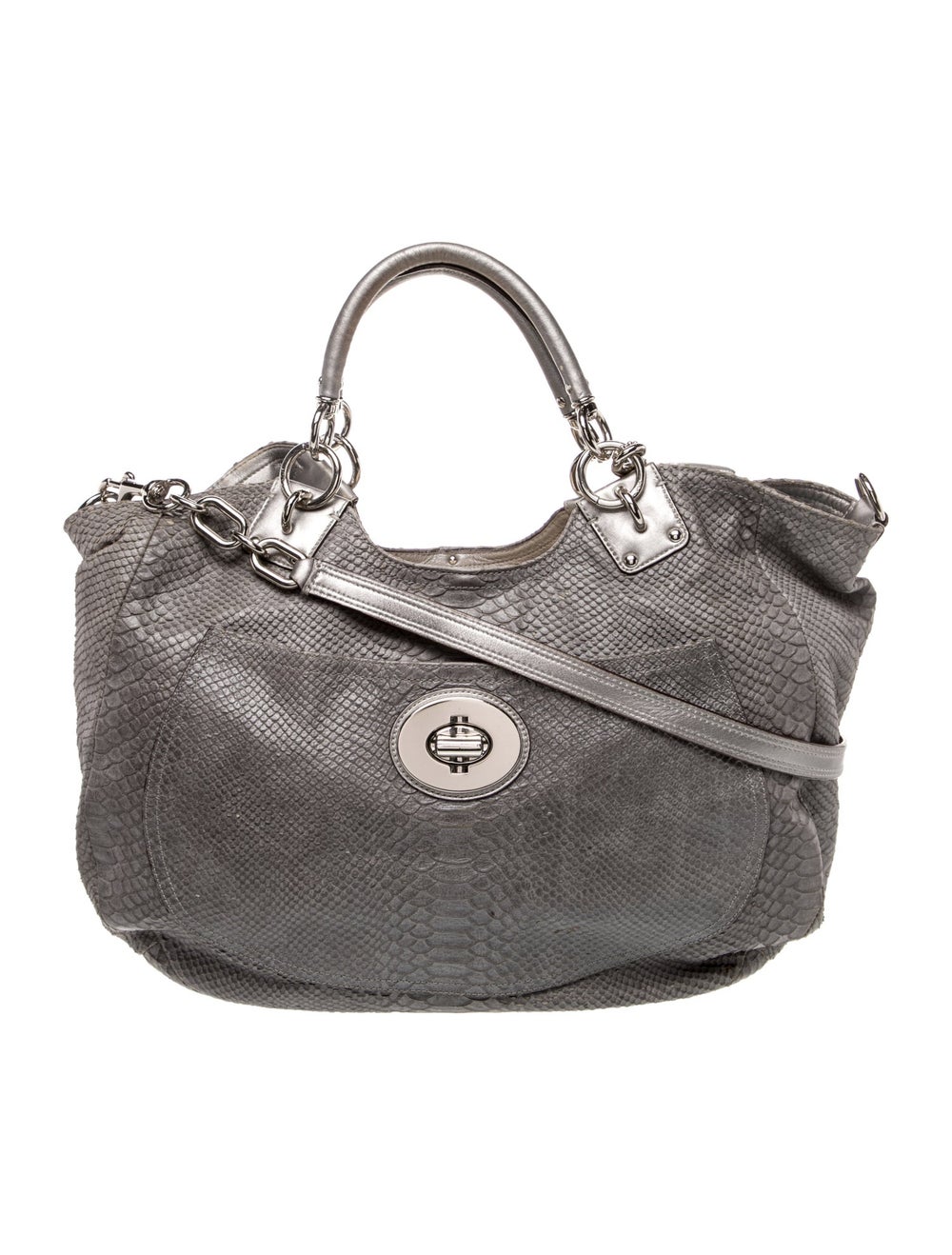 Coach Top Handle Bag Grey Python Silver-Tone Hard… - image 1