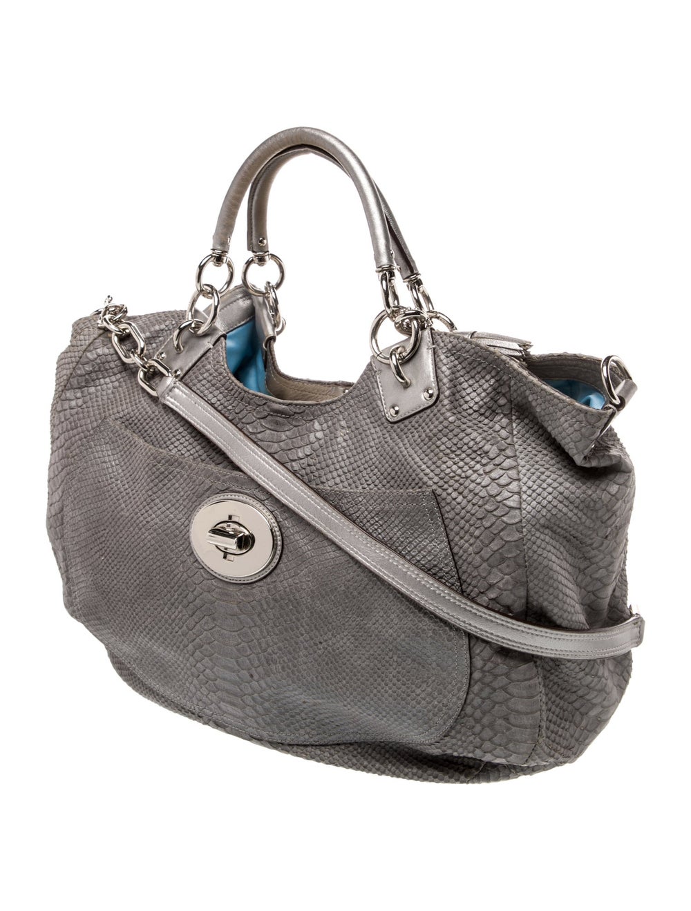 Coach Top Handle Bag Grey Python Silver-Tone Hard… - image 3