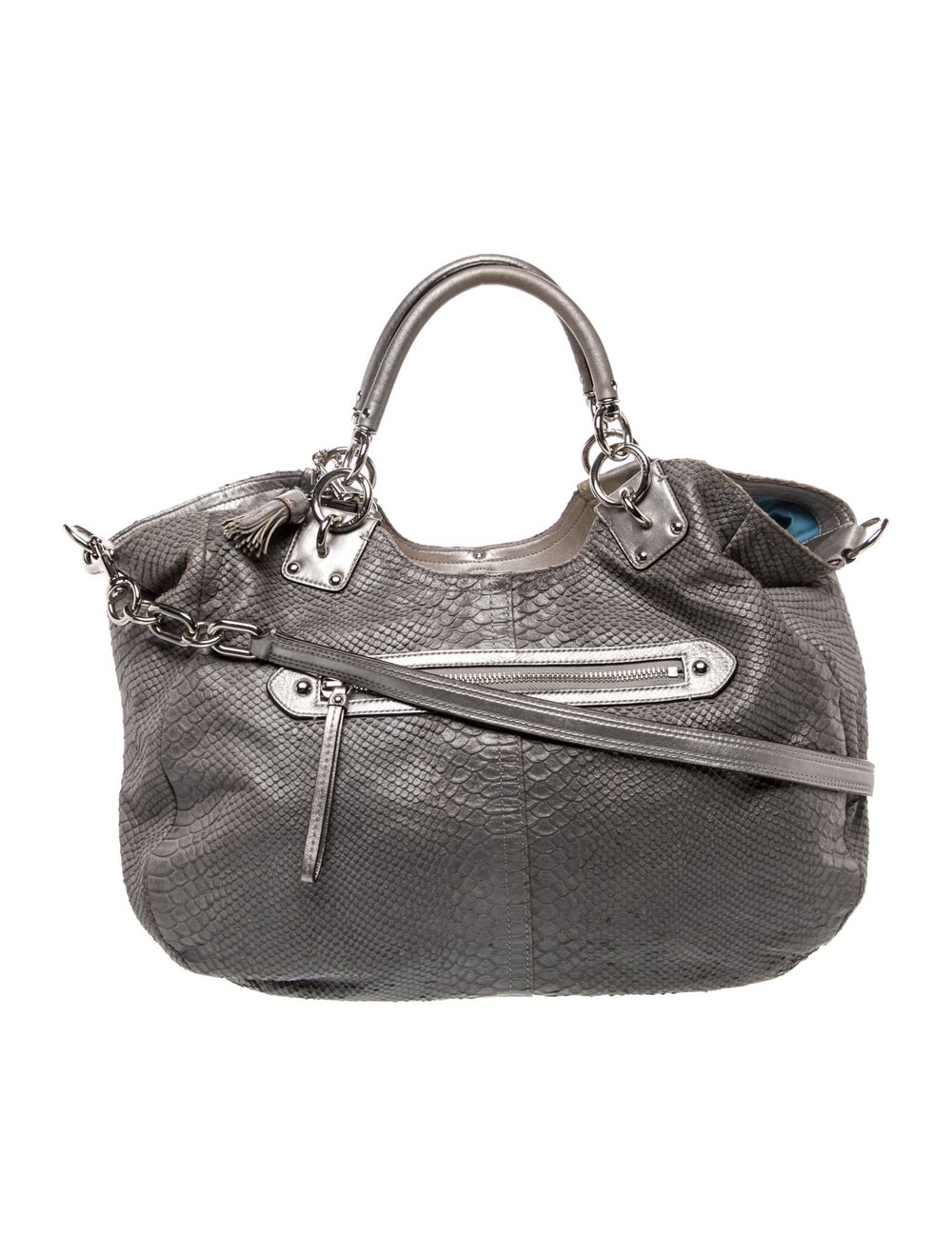 Coach Top Handle Bag Grey Python Silver-Tone Hard… - image 4