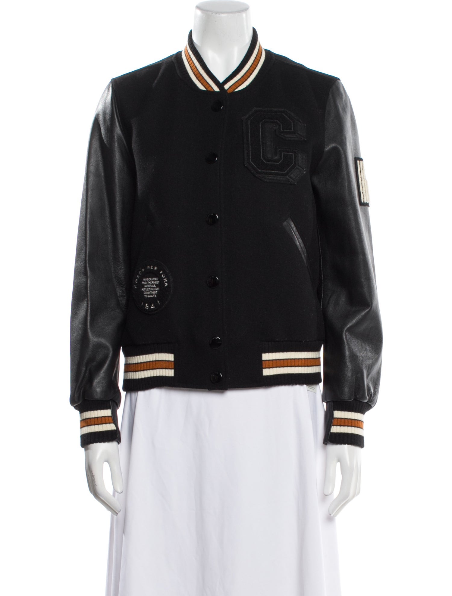 Coach Wool Striped Bomber Jacket