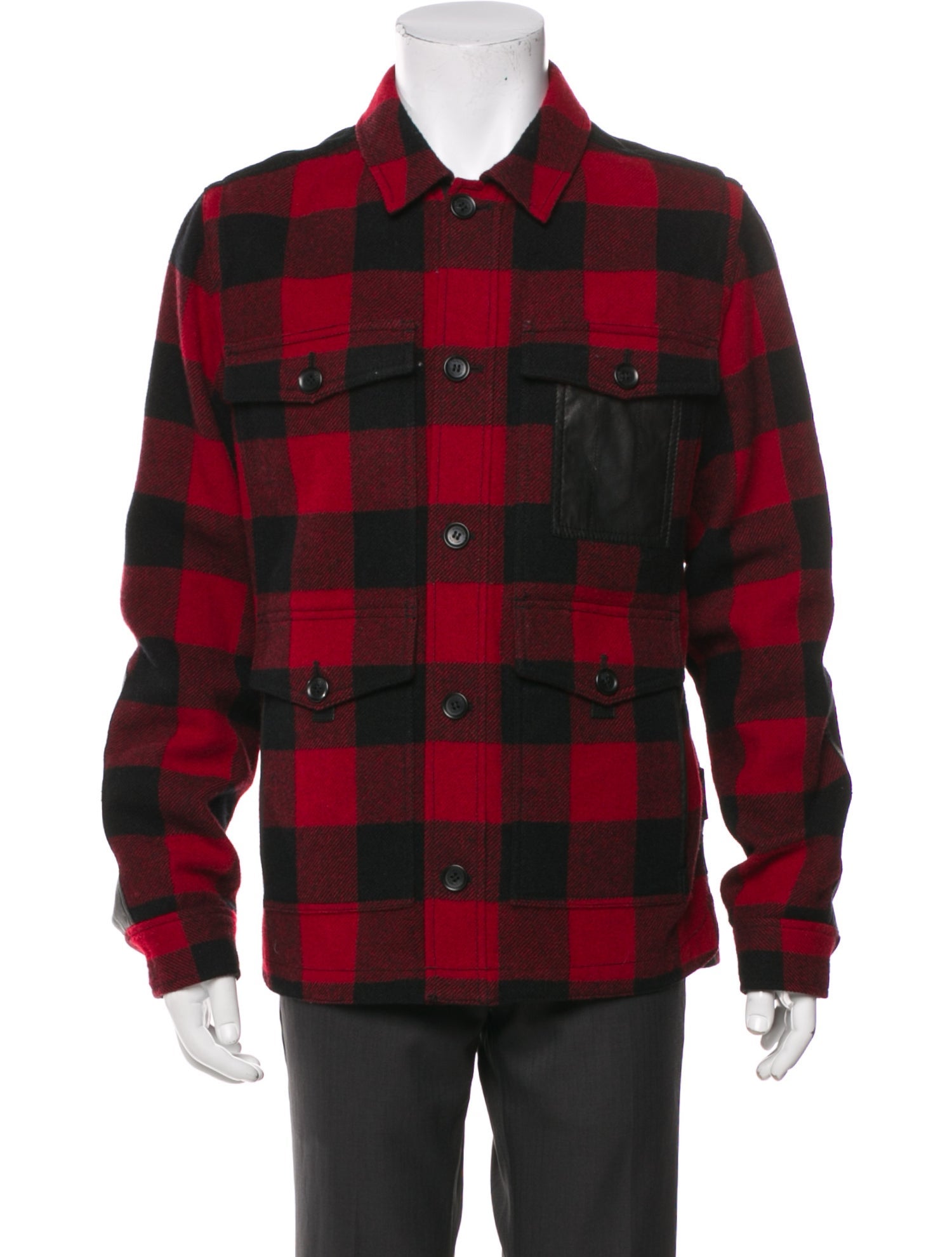 Coach Wool Plaid Print Trucker Jacket
