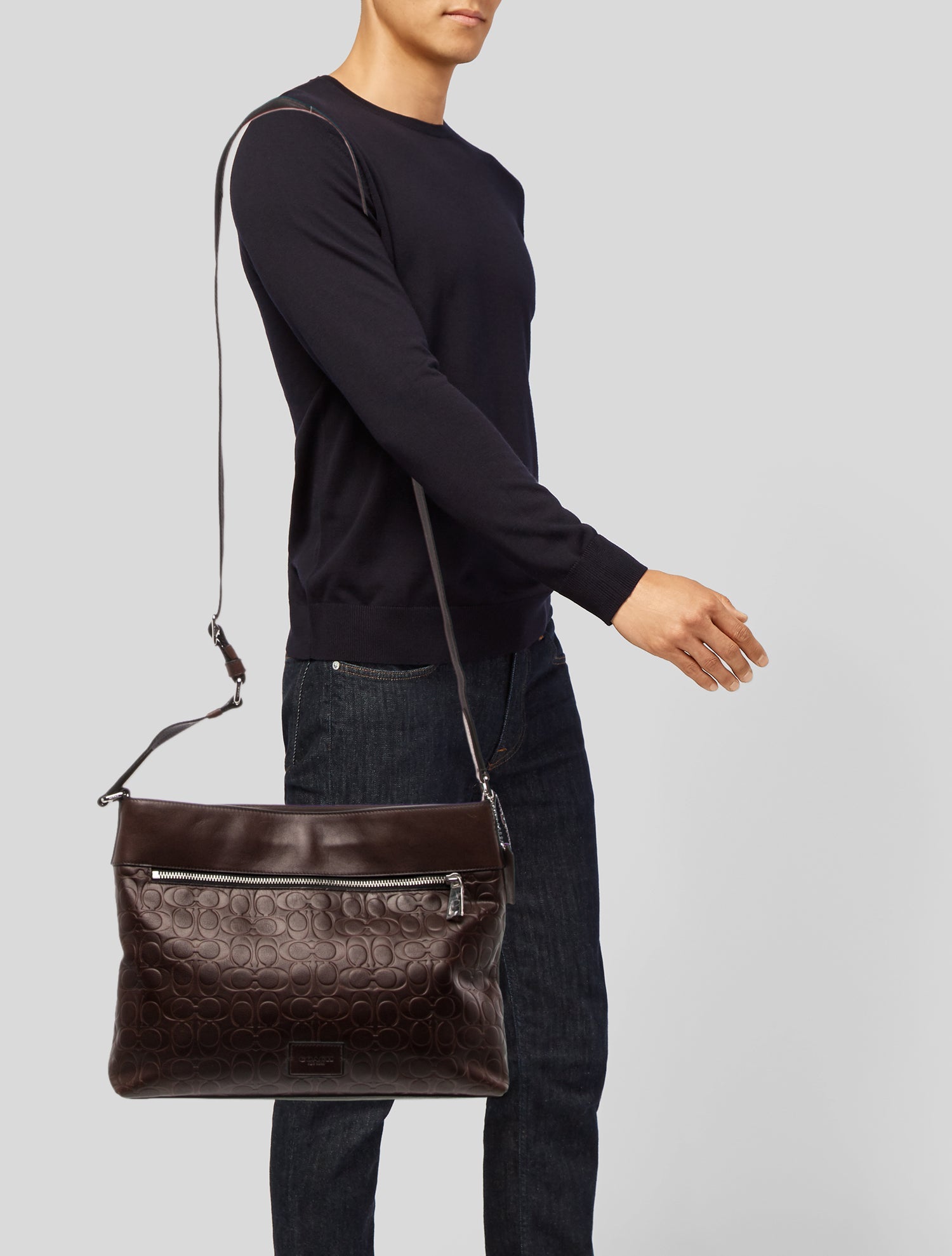 Coach Embossed Leather Messenger Bag