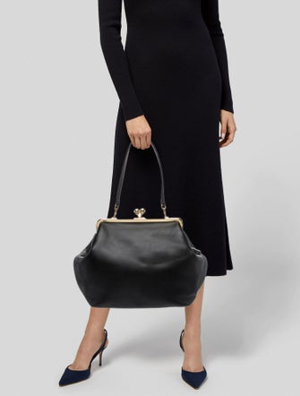 Coach Leather KissLock w/ Strap Large