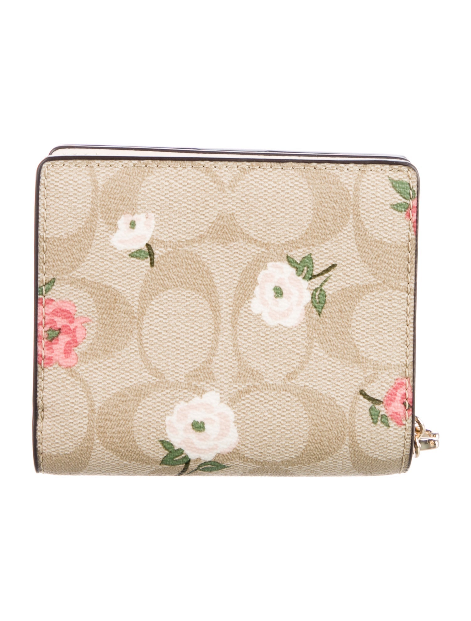 Coach Leather Floral Print Bifold Wallet