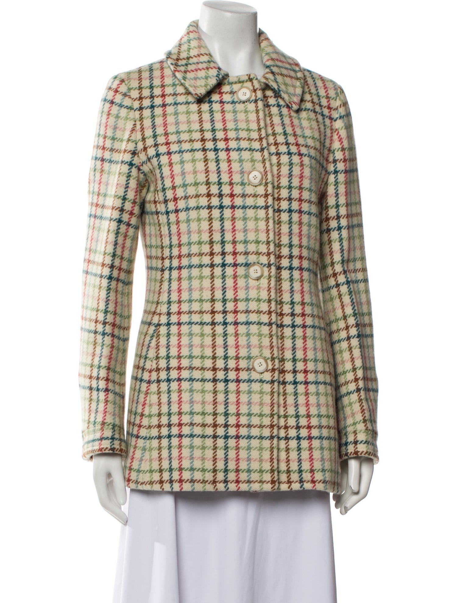 Coach Wool Plaid Print Coat