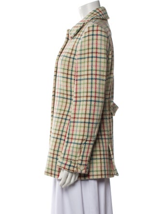 Coach Wool Plaid Print Coat