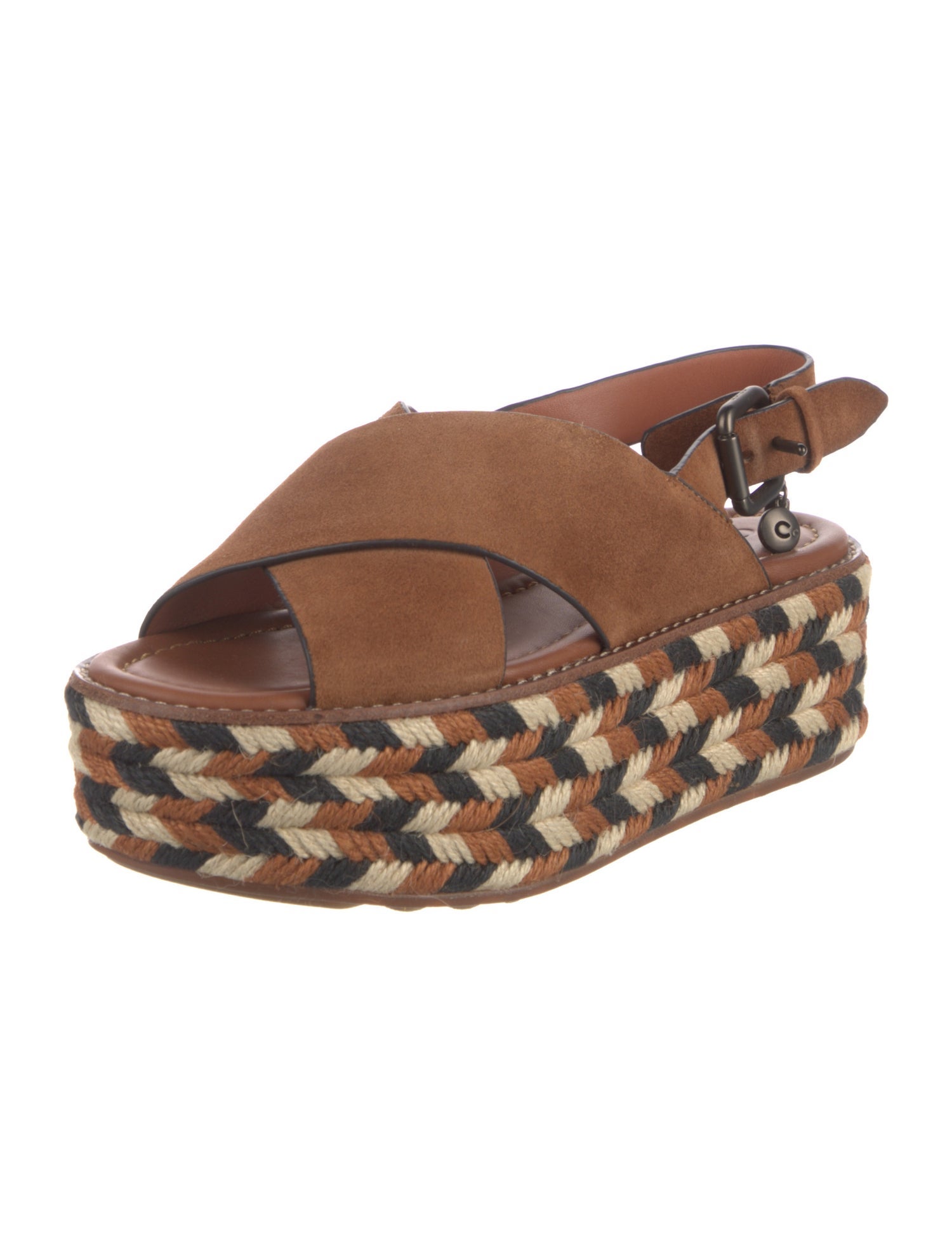 Coach Suede Patterned Slingback Sandals