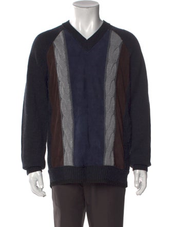 Coach 1941 Colorblock Pattern V-Neck Pullover