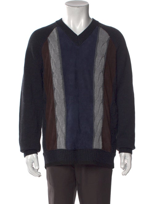 Coach 1941 Colorblock Pattern V-Neck Pullover