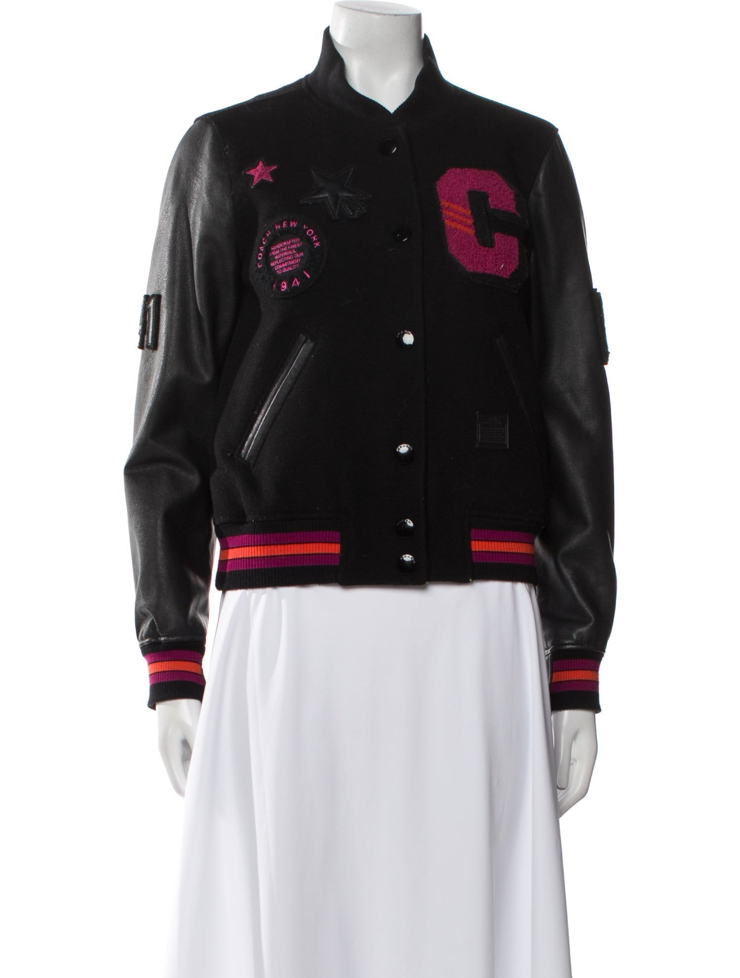 Coach Wool Graphic Print Bomber Jacket