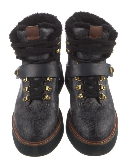 Coach Leather Printed Lace-Up Boots