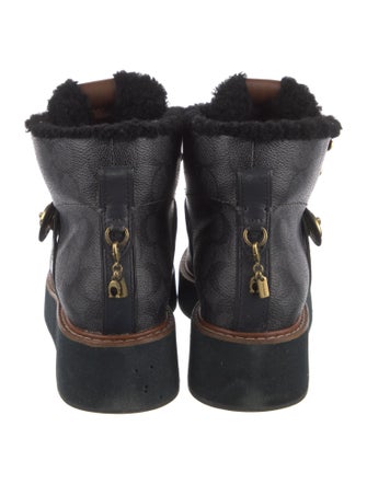 Coach Leather Printed Lace-Up Boots