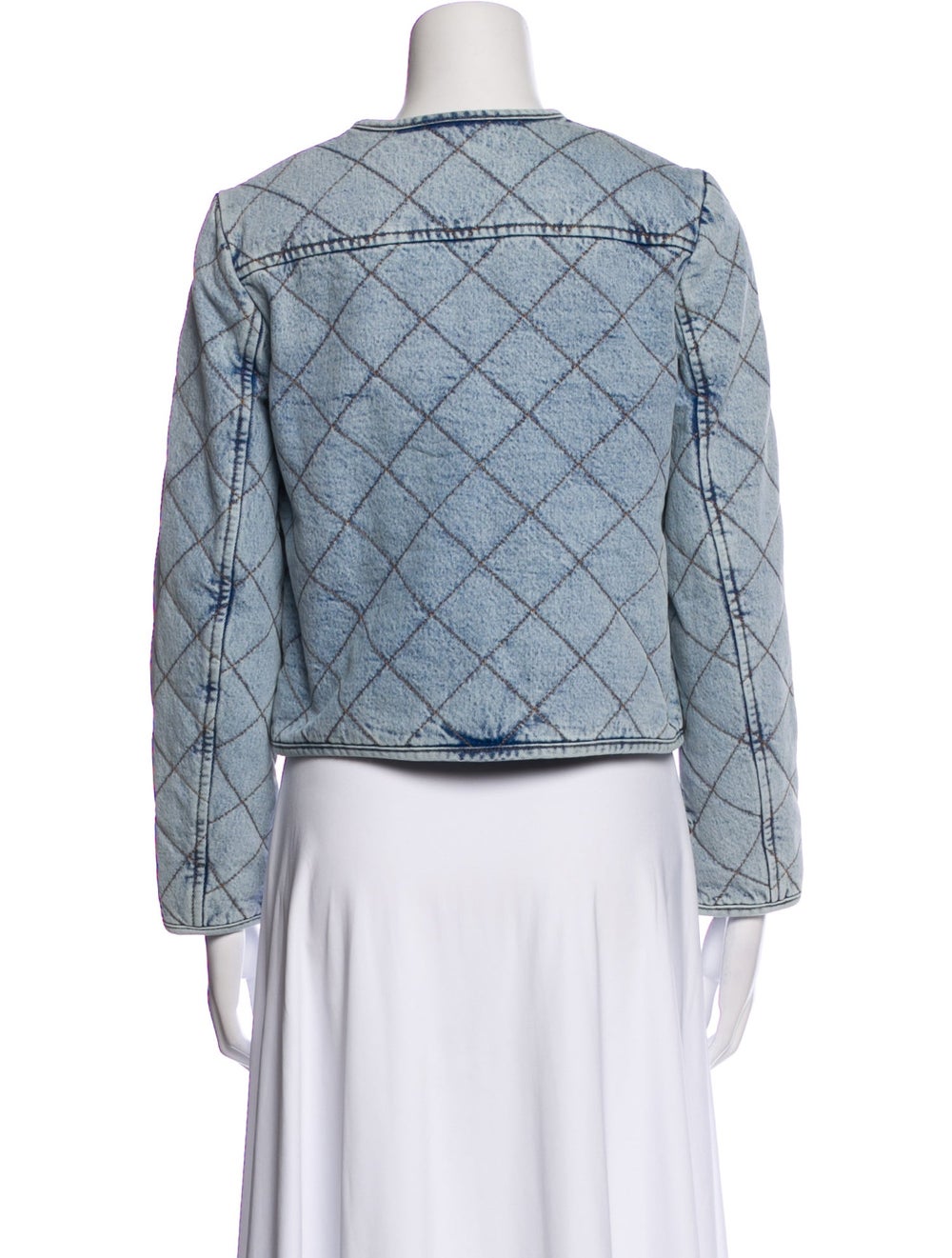 Coach Evening Jacket Blue Printed Collarless - image 3