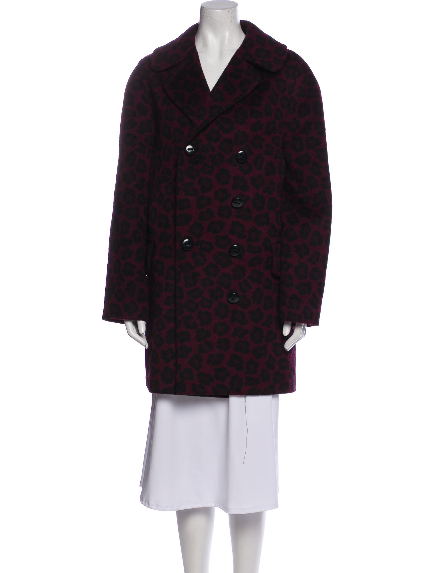 Coach Wool Printed Faux Fur Coat