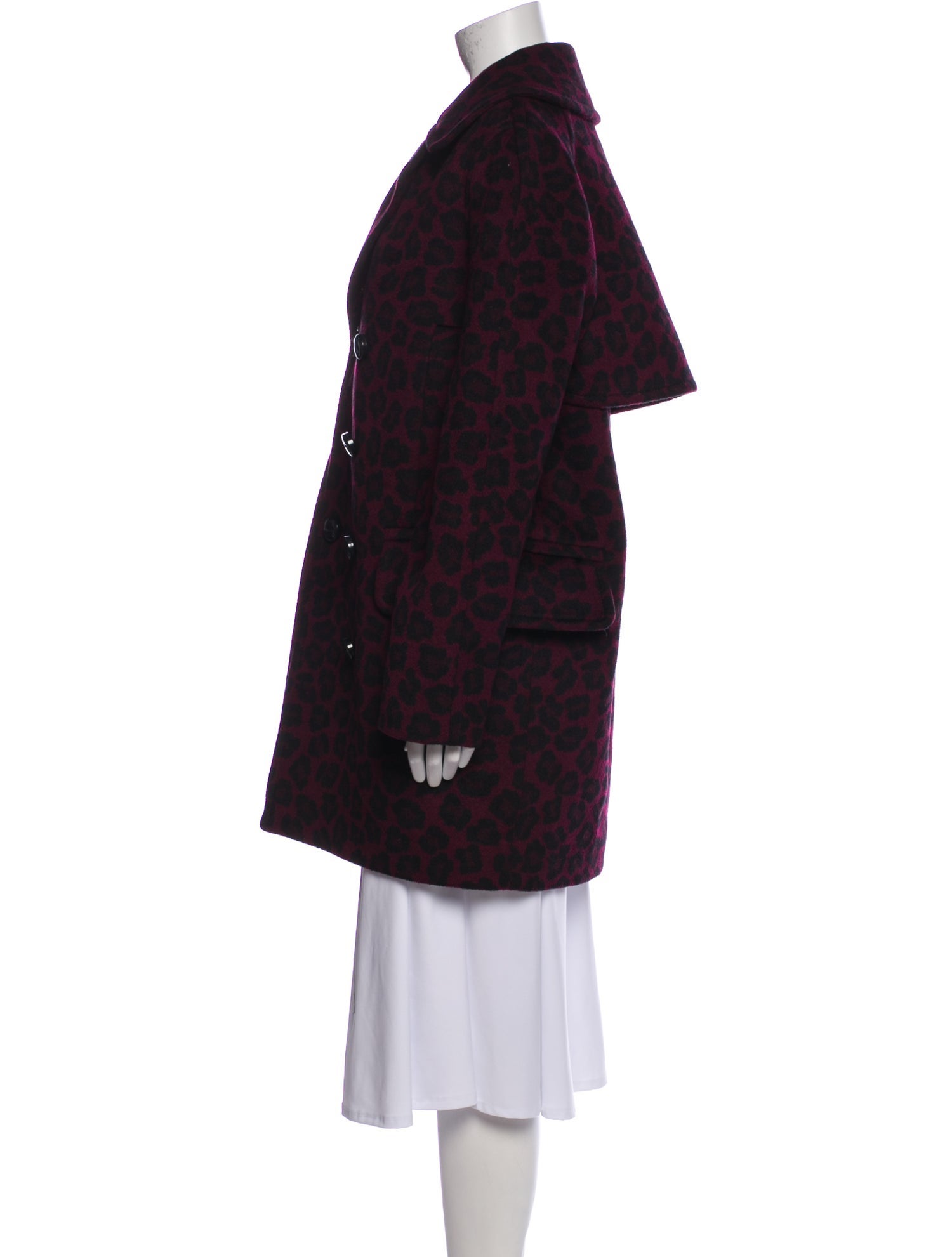 Coach Wool Printed Faux Fur Coat