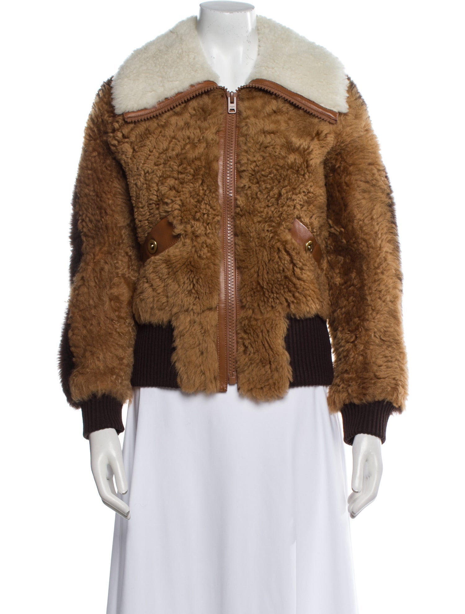 Coach Shearling Animal Print Faux Fur Vest